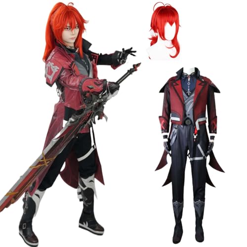 Anime Genshin Impact Spielfigur Diluc Ragnvindr Cosplay Kostüm für Kinder und Erwachsene Herren Outfit mit Perücke Ringen Accessoires Komplettset Halloween Weihnachten Karneval Uniform Anime Genshin Impact Spielfigur Diluc Ragnvindr Cosplay Kostüm für Kinder und Erwachsene Herren Outfit mit Perücke Ringen Accessoires Komplettset Halloween Weihnachten Karneval Uniform von Generisch