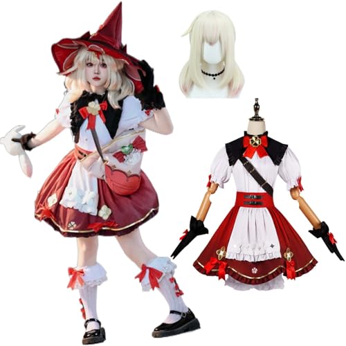 Anime Genshin Impact Spielfigur Klee Cosplay Kostüm für Kinder Erwachsene und Frauen Outfit mit Perücke Hut Accessoires Komplettset Halloween Weihnachten Karneval Anime Genshin Impact Spielfigur Klee Cosplay Kostüm für Kinder Erwachsene und Frauen Outfit mit Perücke Hut Accessoires Komplettset Halloween Weihnachten Karneval von Generisch