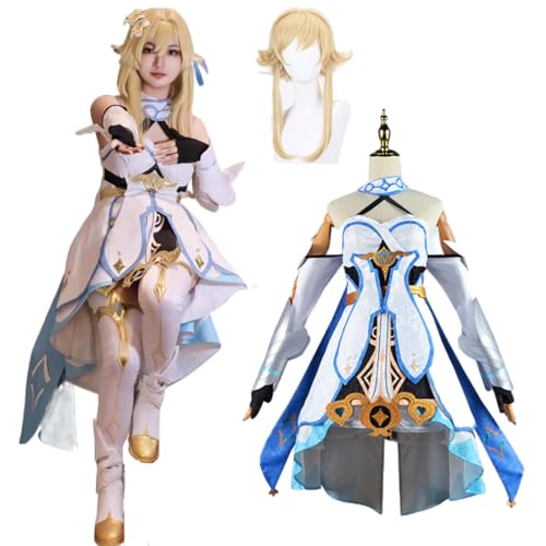 Anime Genshin Impact Spielfigur Lumine Cosplay Kostüm für Kinder Erwachsene und Frauen Outfit mit Perücke und Zubehör Komplettset Halloween Weihnachten Karneval Uniform Anime Genshin Impact Spielfigur Lumine Cosplay Kostüm für Kinder Erwachsene und Frauen Outfit mit Perücke und Zubehör Komplettset Halloween Weihnachten Karneval Uniform von Generisch
