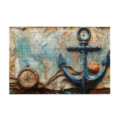Anker Retro-Weltkarte, 1000-teiliges Puzzle für Erwachsene, Holzpuzzles für Erwachsene, Geschenke, Heimdekoration Anker Retro-Weltkarte, 1000-teiliges Puzzle für Erwachsene, Holzpuzzles für Erwachsene, Geschenke, Heimdekoration von Generisch