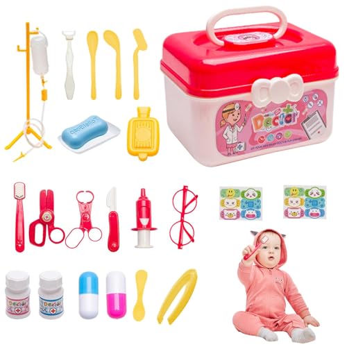 Arzt-Spielzeug-Set | 23 stücke Spielhaus Spielzeug Arzt Set Stethoskop Kinder Spielhaus Aufbewahrungsbox | Simulation Doctor Supplies Toy Boy Girl Box für Geschenke ab 3 Jahren Arzt-Spielzeug-Set | 23 stücke Spielhaus Spielzeug Arzt Set Stethoskop Kinder Spielhaus Aufbewahrungsbox | Simulation Doctor Supplies Toy Boy Girl Box für Geschenke ab 3 Jahren von Generisch