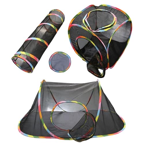Atmungsaktives Netzzelt | Outdoor Katzenzelt mit Tunnel | Mesh Katzentunnel | Haustier Tunnel Outdoor Mesh | Faltbares Geschlossenes Zelt Laufstall Kätzchen Spaß Spielhaus Design für Welpen von Generisch