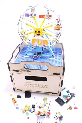 Aufbewahrungs Box mit Modellplatte - stapelbar und personalisierbar - Perfekt für jedes Kinderzimmer - Ob für Jungen oder Mädchen - Kompatibel mit Duplo oder Lego - inkl.Bauplatte von Generisch