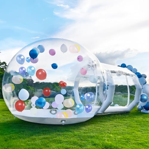 Aufblasbares Blasen-Haus, 3 m Durchmesser, transparent, aufblasbares Blasenkuppelzelt mit Gebläse und Pumpe, für Kinder, Party, kommerzielle Nutzung, PVC-wasserdichtes Gartenzelt mit 1,8 m Tunnel von Generisch