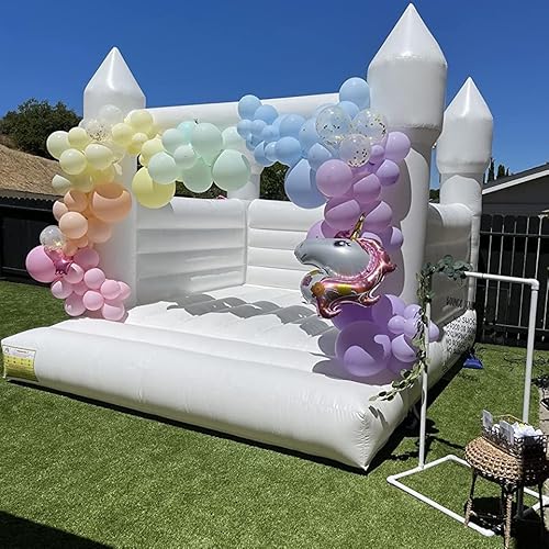 Aufblasbares Hüpfhaus in handelsüblicher Qualität, PVC, großes kommerzielles Kinder-Sprungbett mit Gebläse, für Outdoor, Hochzeit, Geburtstagsgeschenk, 4 x 4 x 3,6 m, Weiß von Generisch