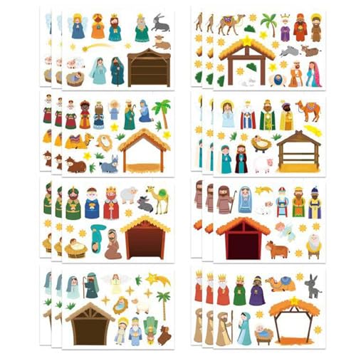 Aufkleber für die Weihnachtskrippe, Aufkleber für die Weihnachtskrippe - Wandtattoo Weihnachten Basteln Krippe Fensteraufkleber - Kunsthandwerk, Schulbedarf, exquisite religiöse Dekorationen, Aufklebe Aufkleber für die Weihnachtskrippe, Aufkleber für die Weihnachtskrippe - Wandtattoo Weihnachten Basteln Krippe Fensteraufkleber - Kunsthandwerk, Schulbedarf, exquisite religiöse Dekorationen, Aufklebe von Generisch
