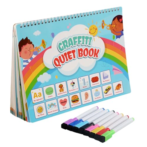 Aufkleberbuch geschäftiges Spielzeug, Kleinkind Aufkleberbuch - Cartoon Theme Sticker Book Bildung - Mädchen tragbares sensorisches Spielzeug ermutigen das Schreiben, wenn er zum frühen Lernen klebt von Generisch