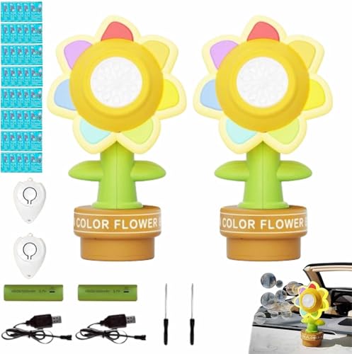Auto Bubble Machine, Sonnenblumenblasenmaschine für Auto mit Fernbedienung, lustige Schwung -Tanz -Bubble -Hersteller, farbenfrohe Beleuchtung, Schütteln Sie den Kopf und spuckten Blasen aus,2pcs Auto Bubble Machine, Sonnenblumenblasenmaschine für Auto mit Fernbedienung, lustige Schwung -Tanz -Bubble -Hersteller, farbenfrohe Beleuchtung, Schütteln Sie den Kopf und spuckten Blasen aus,2pcs von Generisch