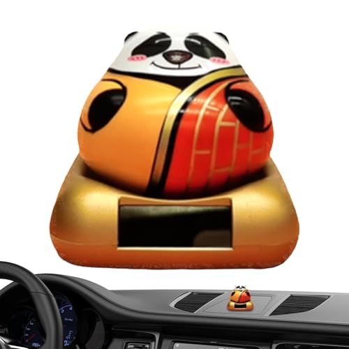 Auto-Schüttelkopf-Puppe, Solar-Armaturenbrett-Puppe, Cartoon-Wackelkopf-Panda-Puppe, Armaturenbrett, niedliche und lustige Innendekoration für Arbeitstisch, Schlafzimmer von Generisch