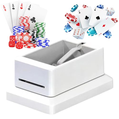 Automatic Card Dealer Shuffler Shuffler Blackjack Texas Hold'em Card Dealing Machine - Wiederaufladbar, 360° drehbar, 4 Decks, bis zu 8 Spieler - Vollautomatisch, Blau von Generisch