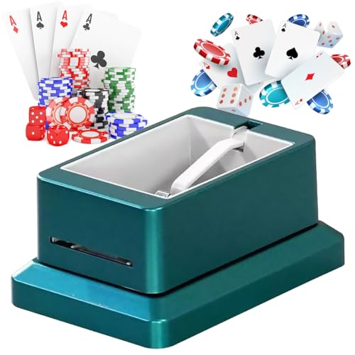 Automatic Card Dealer Shuffler Shuffler Blackjack Texas Hold'em Card Dealing Machine - Wiederaufladbar, 360° drehbar, 4 Decks, bis zu 8 Spieler - Vollautomatisch, Blau von Generisch
