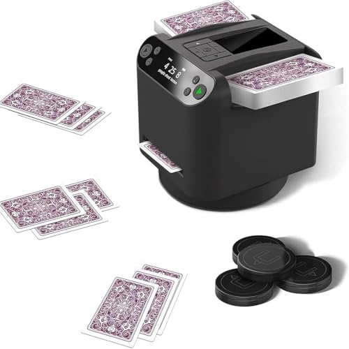 Automatischer Kartenmisch- und Dealer-Maschine – wiederaufladbarer Pokertisch-Kartenmischer mit Touch-Control-Pause, mehreren Händler-Modi, Misch-/Deal-/Anruffunktionen und Premium-Tischdecke (Farbe von Generisch