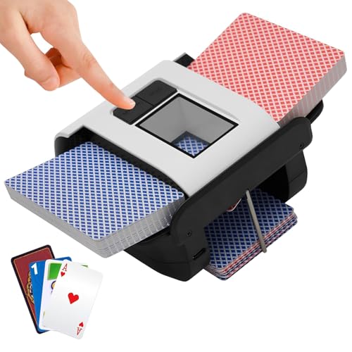 Automatischer Kartenmischer, 1-2 Decks, manuelle und automatische Modi, wiederaufladbarer 2000-mAh-Akku, geräuscharm für Poker, UNO, Blackjack, Skip-Bo, Phase 10, Texas Hold'em, Belote Automatischer Kartenmischer, 1-2 Decks, manuelle und automatische Modi, wiederaufladbarer 2000-mAh-Akku, geräuscharm für Poker, UNO, Blackjack, Skip-Bo, Phase 10, Texas Hold'em, Belote von Generisch