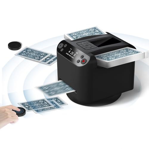 Automatischer Kartenmischer und Dealer, 360° Rotierende Kartenhandelsmaschine mit 4 kabellosen Dealer-Tasten für UNO, Blackjack, Texas Hold'em Automatischer Kartenmischer und Dealer, 360° Rotierende Kartenhandelsmaschine mit 4 kabellosen Dealer-Tasten für UNO, Blackjack, Texas Hold'em von Generisch