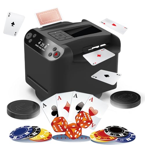 Automatischer Kartenmischer & Dealer - 360° drehbar mit OLED-Display, Touch-Steuerung, ultra leise & wiederaufladbar - ideal für UNO, Poker von Generisch