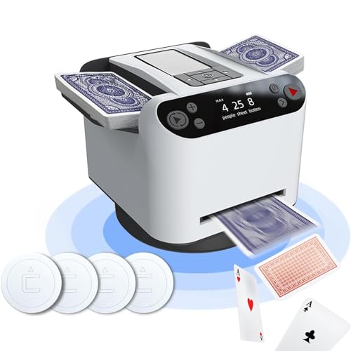 Automatischer Kartenmischer & Dealer - 360° drehbar mit OLED-Display, Touch-Steuerung, ultra leise & wiederaufladbar - ideal für UNO, Poker von Generisch