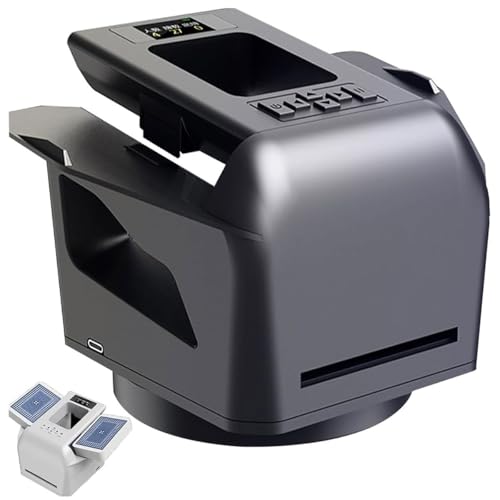 Automatischer Kartenmischer und Dealer Maschine, 360° drehbar, wiederaufladbar mit OLED-Display für Kartenspiele von Generisch