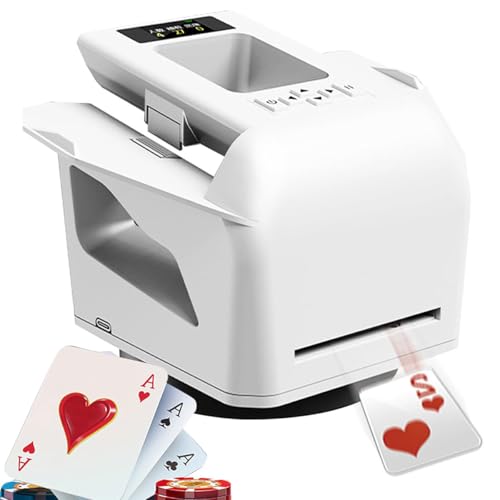 Automatischer Kartenmischer und Dealer mit 360° Drehung, OLED-Display, Touch-Steuerung, einstellbarer Handelsabstand & Geschwindigkeit, USB wiederaufladbar für Kartenspiele von Generisch