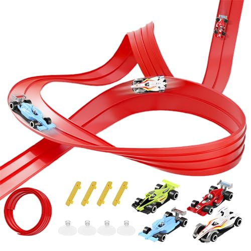 Autorennbahn für Kinder, Flexible Rennstrecke Auto Rennbahn Spielzeug mit 4 Autos, Autobahn Kinder Rollt Auf Tragbare Du-al Rennstrecke Rampen für Bahn 1/64th Autos für Alter 3+ Autorennbahn für Kinder, Flexible Rennstrecke Auto Rennbahn Spielzeug mit 4 Autos, Autobahn Kinder Rollt Auf Tragbare Du-al Rennstrecke Rampen für Bahn 1/64th Autos für Alter 3+ von Generisch