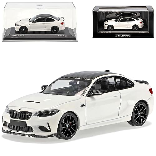 B-M-W 2er F22 M2 CS Competition Coupe Weiss mit schwarzen Felgen Modell 2013-2021 Version Ab 2020 limitiert 1 von 540 Stück 1/43 Minichamps Modell Auto von Generisch