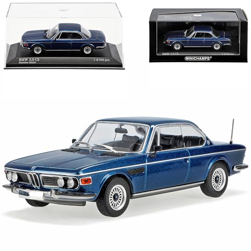 B-M-W 3.0 CS Coupe Blau Metallic E9 1968-1975 1/43 Minichamps Modell Auto mit individiuellem Wunschkennzeichen von Generisch