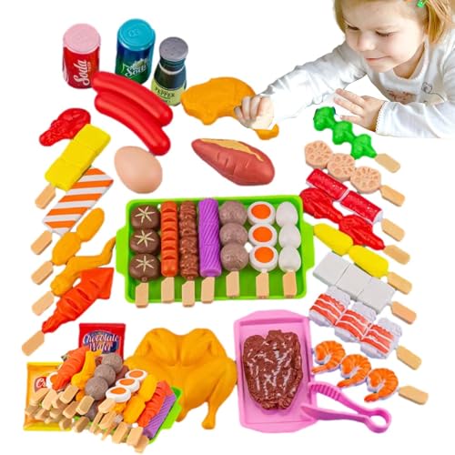 BBQ Grill Playset - Fake Food Accessories Pretend Play Grill Toy Set - Cooking Playset Camping Toy Interactive Toys Kids, Outdoor Toys Birthday for Boys & Girls Cooking for Kids von Generisch