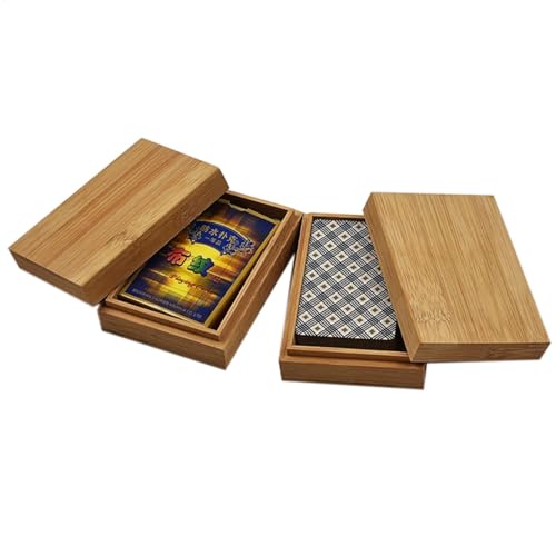 Baamboo Holz Aufbewahrungsbox - Pokerkarten Aufbewahrungshalter, Pokerhalter Behälter mit Deckel, Holzkiste Deck von Karten, Tragbare Spielkarte Holzbox, Spielkartenbox Fall für Tarotspiele von Generisch