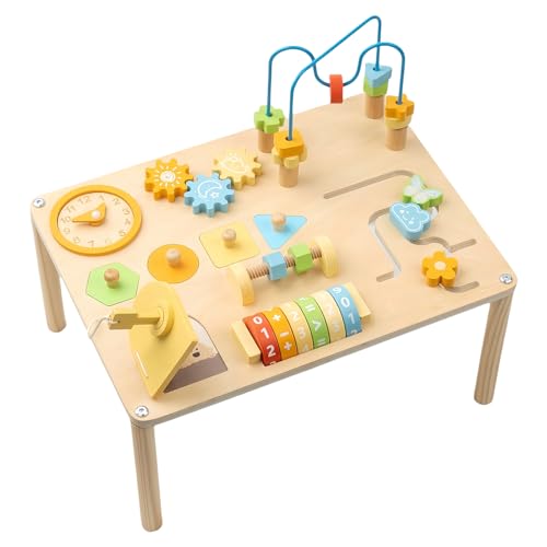 Baby Aktivitätstisch, Lernspieltisch, Pädagogische Holzspielzeuge mit Formensortierer und Perlenlabyrinth für, Mädchen und Kinder zur Förderung von Fähigkeiten für Vorschule Kindergarten Baby Aktivitätstisch, Lernspieltisch, Pädagogische Holzspielzeuge mit Formensortierer und Perlenlabyrinth für, Mädchen und Kinder zur Förderung von Fähigkeiten für Vorschule Kindergarten von Generisch