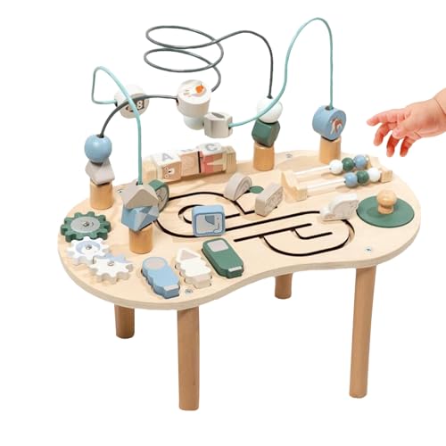 Baby Aktivitätstisch,Holz Aktivitätszentrum Spieltisch - Pädagogischer Holz Spieltisch Aktivitätstisch Geschenkidee Für Kinder Familie von Generisch