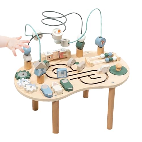 Baby Aktivitätstisch - Holz Aktivitätszentrum Spieltisch,Lernspielzeug Für Kinder Familie Indoor Outdoor Geburtstag Weihnachten von Generisch