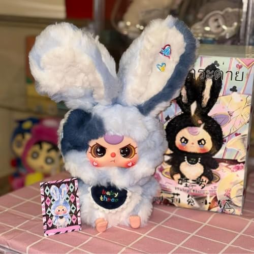 Baby DREI Lily Rabbit Town V3 Serie Blind Box, Niedliche Vinyl Plüsch Blind Box Puppe, Kawaii Sammlerstück Spielzeug Figur Mystery Box für Geschenke, Einzel Box (1 von 9 möglichen Styles) von Generisch