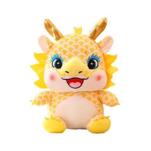 Baby-Drachenpuppe, sitzend, Drachenjahr-Maskottchen, Plüsch, Spiel-Plüsch, Drachenjahr-Puppe, Neujahrsatmosphäre, Drachen-Plüschpuppe mit Sternzeichen, Drachenpuppen Lautspruch-Toy (B, One Size) von Generisch