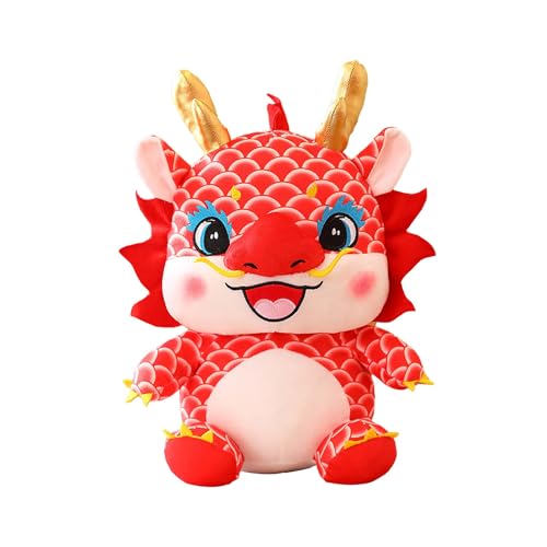 Baby-Drachenpuppe, sitzend, Drachenjahr-Maskottchen, Plüsch, Spiel-Plüsch, Drachenjahr-Puppe, Neujahrsatmosphäre, Drachen-Plüschpuppe mit Sternzeichen, Drachenpuppen Lautspruch-Toy (D, One Size) von Generisch