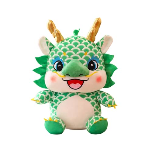 Baby-Drachenpuppe, sitzend, Drachenjahr-Maskottchen, Plüsch, Spiel-Plüsch, Drachenjahr-Puppe, Neujahrsatmosphäre, Drachen-Plüschpuppe mit Sternzeichen, Drachenpuppen Lautspruch-Toy (F, One Size) von Generisch