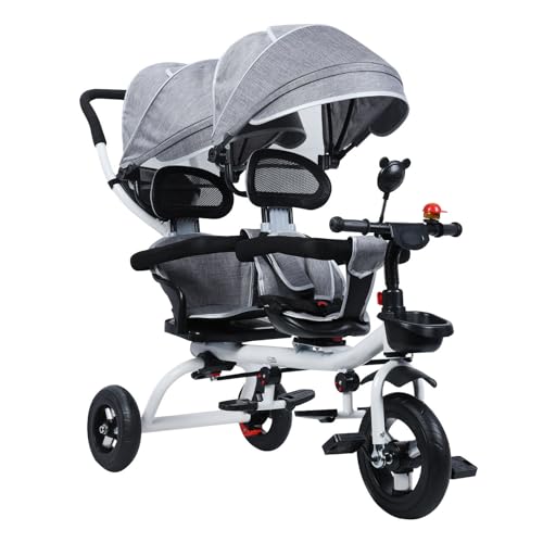Baby Dreirad Push Trike für 2-8 Jahre alt mit Doppelsitz & Baldachin, stoßfeste Gummiräder, inklusive Klingel und Spiegel für Spielen und Übung im Freien Baby Dreirad Push Trike für 2-8 Jahre alt mit Doppelsitz & Baldachin, stoßfeste Gummiräder, inklusive Klingel und Spiegel für Spielen und Übung im Freien von Generisch