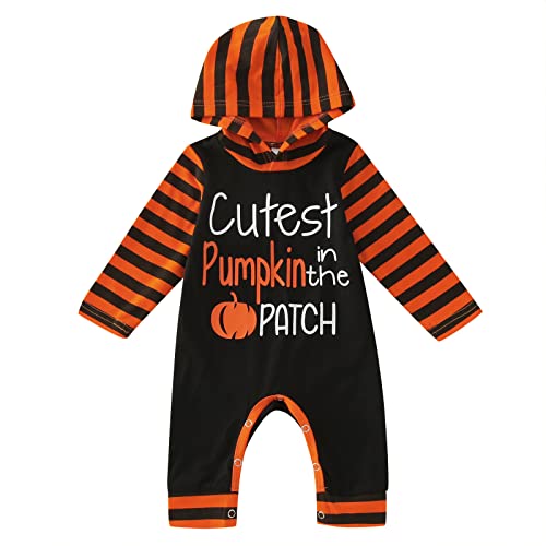 Baby Halloween Kostüm Kürbis Faschingskostuem Unisex Junge Mädchen Strampler Neugeborene Lange Ärmel Pumpkin Gedruckt Costume Party Feiertage Meine Ersten Halloween 0-6 Monate von Generisch