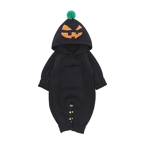 Baby Halloween Kostüm Kürbis Kostuem Unisex Jungs Mädchen Strampler Für Kleinkinder Lange Ärmel Pumpkin Gedruckt Kostüm Party Feiertage Meine Ersten Halloween 1 Jahr von Generisch