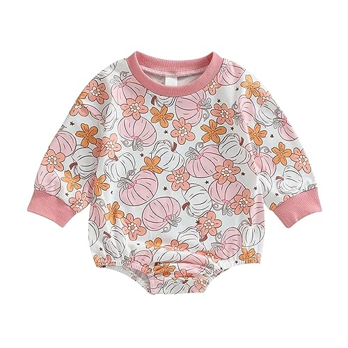 Baby Halloween Kostüm Pumpkin Kostüm Unisex Jungen Mädchen Strampler Für Kleinkinder Langsleeve Kürbis Gedruckt Faschingskostuem Party Feiertage Meine Ersten Halloween 0-6 Monate von Generisch