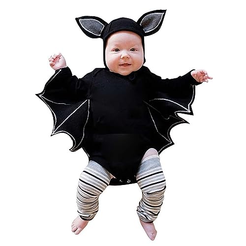 Baby Halloween Kostüm Pumpkin Kostüm Unisex Jungs Mädchen Fledermaus Ärmel Strampler Für Kleinkinder Kürbis Gedruckt Fledermaus Faschingskostuem Meine Ersten Halloween Gruselig von Generisch