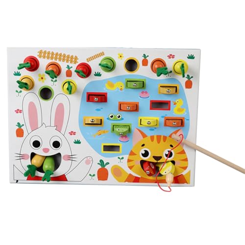 Baby Karotten Pflücken Angelspiel | Holz Magnetisches Angelspiel Karotten Pflücken Spielzeug - Hand-Auge Koordination Farbensortierspiel für Kleinkinder von Generisch