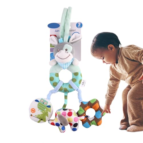 Baby Kinderwagen -Kinderwagenspielzeug | Hängende Rasselspielzeug | Tierwagen Rasselbehänge | Plüsch Kinderwagen Spielzeugdekor Für Kinderwagen Süße Plüsch -Tierklapper Für Mädchen, Kleinkindbe von Generisch