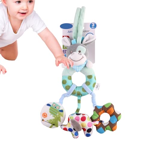 Baby Kinderwagen Rassel Spielzeug - weiches Plüsch -Hänge -Rhino mit sanften Klängen | Nettes Kindergarten - & sensorisches Spielzeug für Autositze, Kinderbetten und Kleinkindbetten (ideal für Mä von Generisch