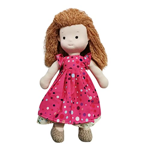 Baby Mädchen Puppe mit lockigem Haar niedliche handgefertigte Stoffpuppe Plüschtier mit Kleidung Schlafpartner Puppen Stofftier Geburtstagsgeschenk Handgemachte Puppe (One Size) von Generisch