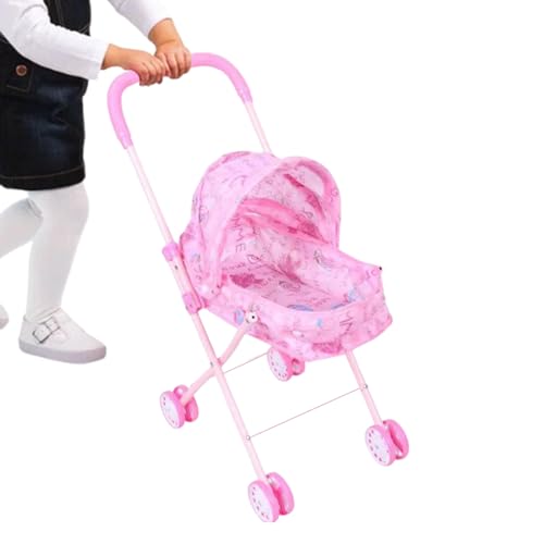 Baby Puppenwagen Spielzeug - Spielzeug Kinderwagen Mit Verdeck Zum Rollenspiel | Klappbarer Puppenwagen Schiebewagen,Für Babys Mädchen Haus Reise Geburtstag Schule Outdoor von Generisch