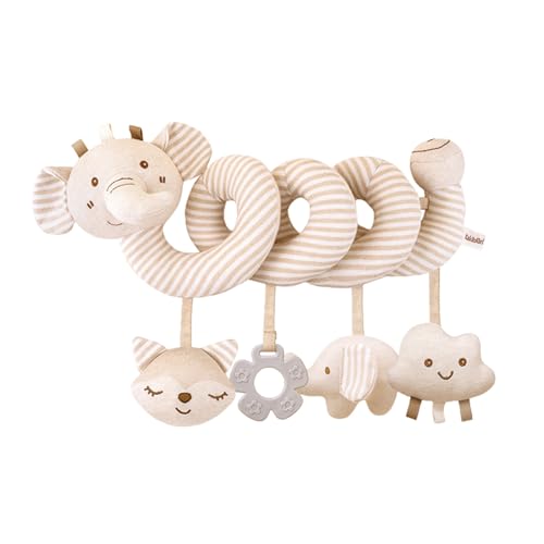Baby-Spiral-Plüschtiere Kinderwagen Babyspielzeug Stretch Spiralspielzeug Hängespielzeug Babyschale Kinderbettspielzeug Baby Spiral Plüschtier für Jungen Mädchen ab 0 3 6 9 12 (Beige, One Size) von Generisch
