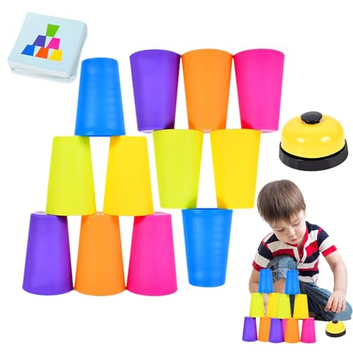 Baby -Stapelbecher - Stapelbecher | Stack Cup | Speed ​​Stack Training Game Toys für Mädchen Kinder | Stapelbecher | Cup Stapeling | Klassisches Stapelpokalspiel für Intelligenz- und Reaktionst von Generisch