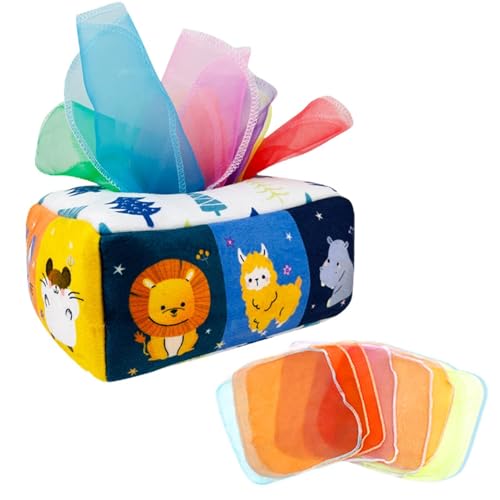 Baby Tissue Box Toy, Monte-ssori Tissue Box Toy, Sensorisches Spielzeug Für Babys, 6-12 Monate Sensorisches Babyspielzeug Mit Spiegel, Weiches Crinkle-Spielzeug Für Kleinkindkinder Baby Tissue Box Toy, Monte-ssori Tissue Box Toy, Sensorisches Spielzeug Für Babys, 6-12 Monate Sensorisches Babyspielzeug Mit Spiegel, Weiches Crinkle-Spielzeug Für Kleinkindkinder von Generisch