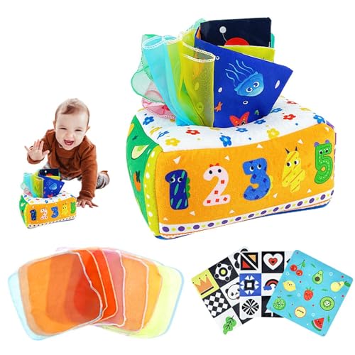 Baby Tissue Box Toy, Monte-ssori Tissue Box Toy, Sensorisches Spielzeug Für Babys, 6-12 Monate Sensorisches Babyspielzeug Mit Spiegel, Weiches Crinkle-Spielzeug Für Kleinkindkinder Baby Tissue Box Toy, Monte-ssori Tissue Box Toy, Sensorisches Spielzeug Für Babys, 6-12 Monate Sensorisches Babyspielzeug Mit Spiegel, Weiches Crinkle-Spielzeug Für Kleinkindkinder von Generisch