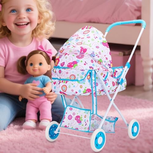 Baby puppenwagen Spielzeug, Baby Kinderwagen Für Puppen, Puppenwagen Mit Gurtsystem, Babys Puppen Mit Puppenwagen Spielset, Babys Born Stroller Mit Tasche, Puppen Kinderwagen Spielzeug von Generisch