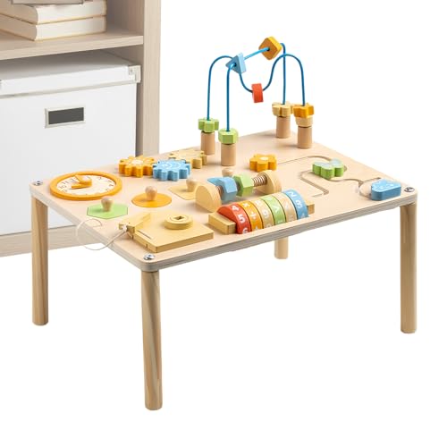 Babyaktivitätstabelle - Aktivitätstabelle für Kinder | Sensorische Entwicklungstabelle | Hölzerne Erwachen -Bildungsspiel mit Labyrinth der Perlen und Sortierer von lustigen Formen für Kinder Mädchen Babyaktivitätstabelle - Aktivitätstabelle für Kinder | Sensorische Entwicklungstabelle | Hölzerne Erwachen -Bildungsspiel mit Labyrinth der Perlen und Sortierer von lustigen Formen für Kinder Mädchen von Generisch